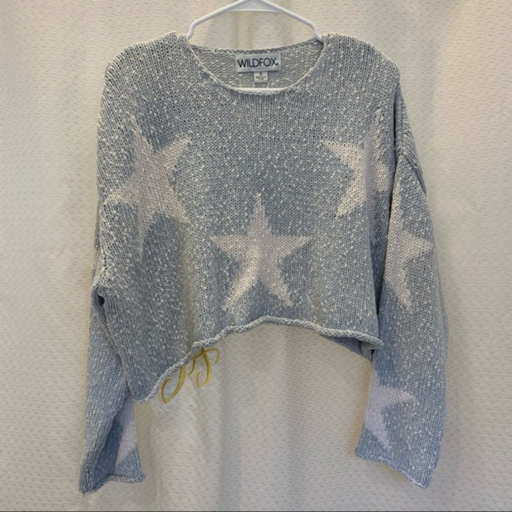 WIldfox Star-Crossed Crop Sweater in Saddle Blue